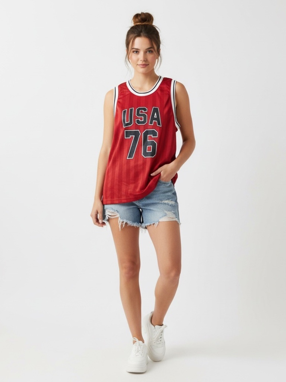 No Boundaries | LIKE NEW Red USA 76 patriotic American jersey size large